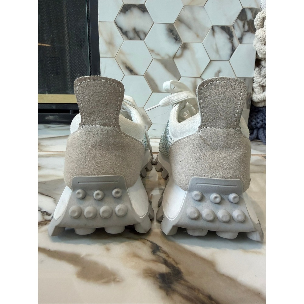 YOKI Rhinestone Sneakers Womens 40 White Beige Sparkly Chunky Platform Trainers - Picture 5 of 10